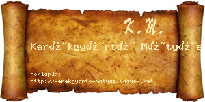 Kerékgyártó Mátyás névjegykártya